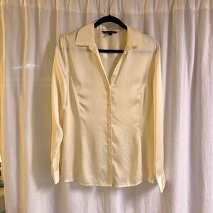Vintage Brooks Brothers 346 Silk Blend Button Down Blouse Women’s Size 10 Cream